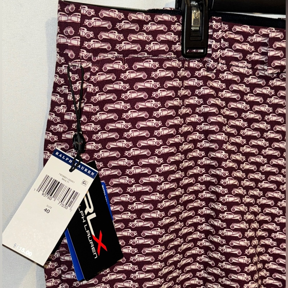 NWT RLX Ralph Lauren Shorts Classic Car Tailored Golf Maroon Mens 40 MSRP $115